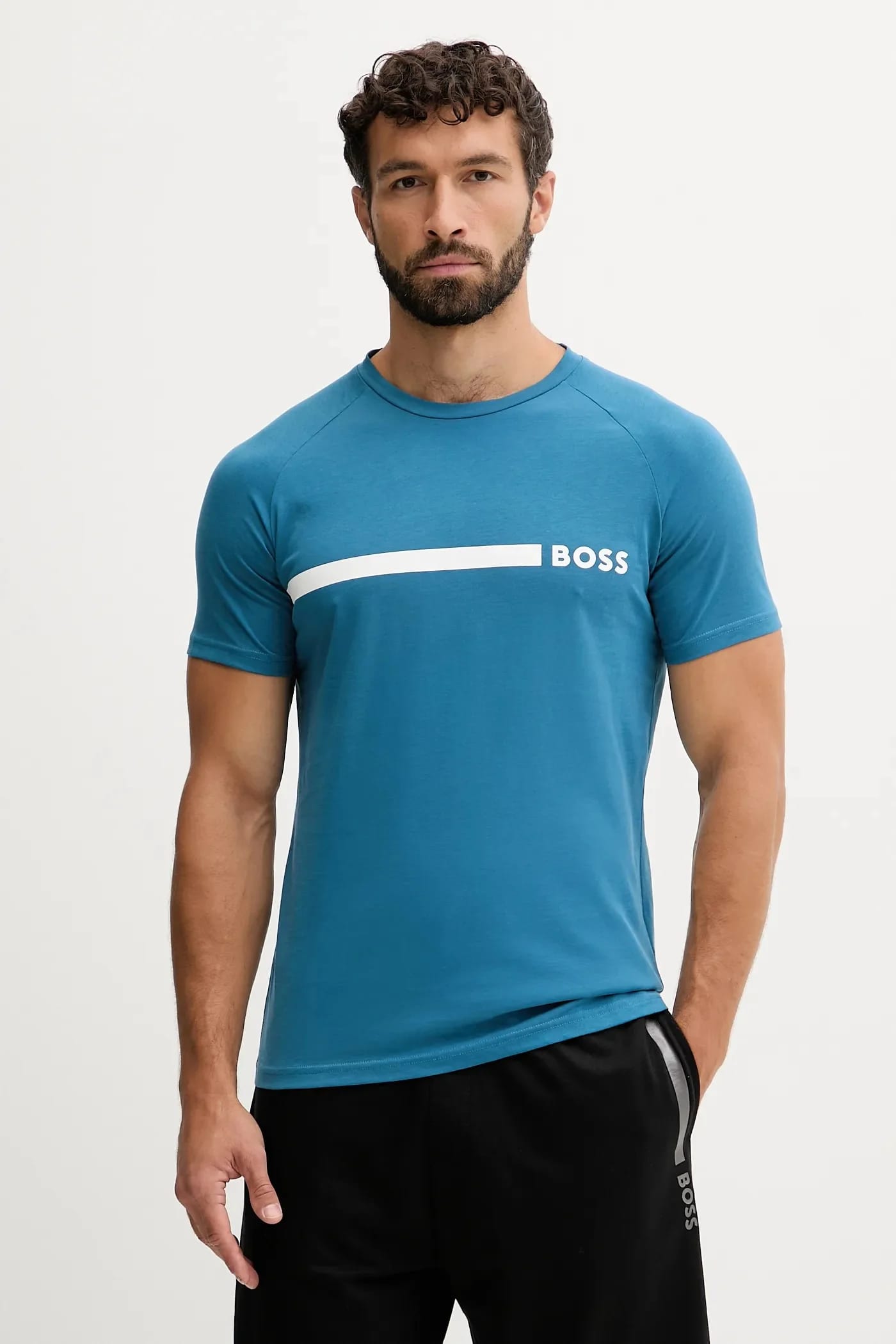 Хлопковая футболка RN Slim Fit синяя для мужчин
