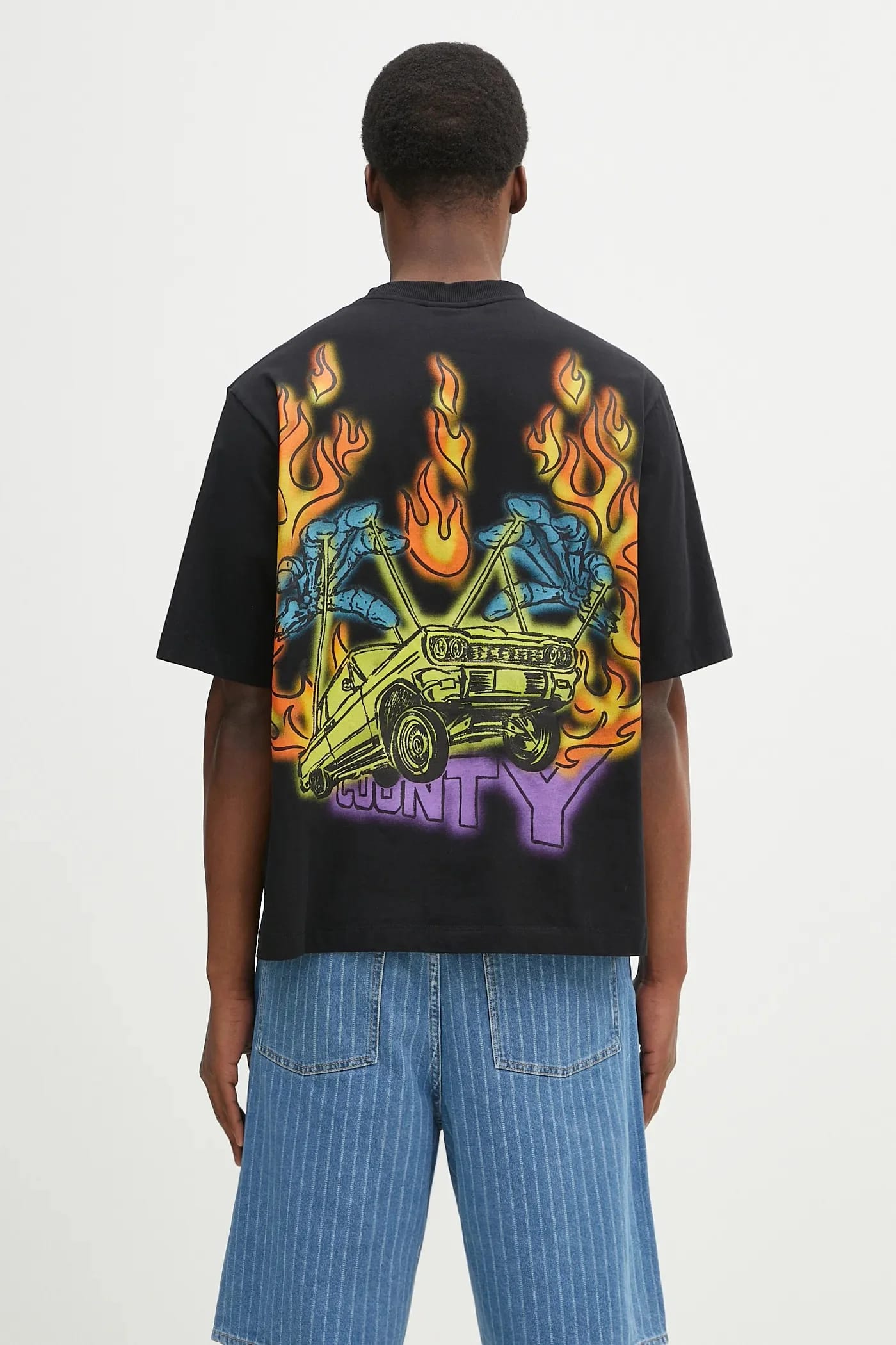 Хлопковая футболка County Flame Boxy T-Shirt Черный Красный