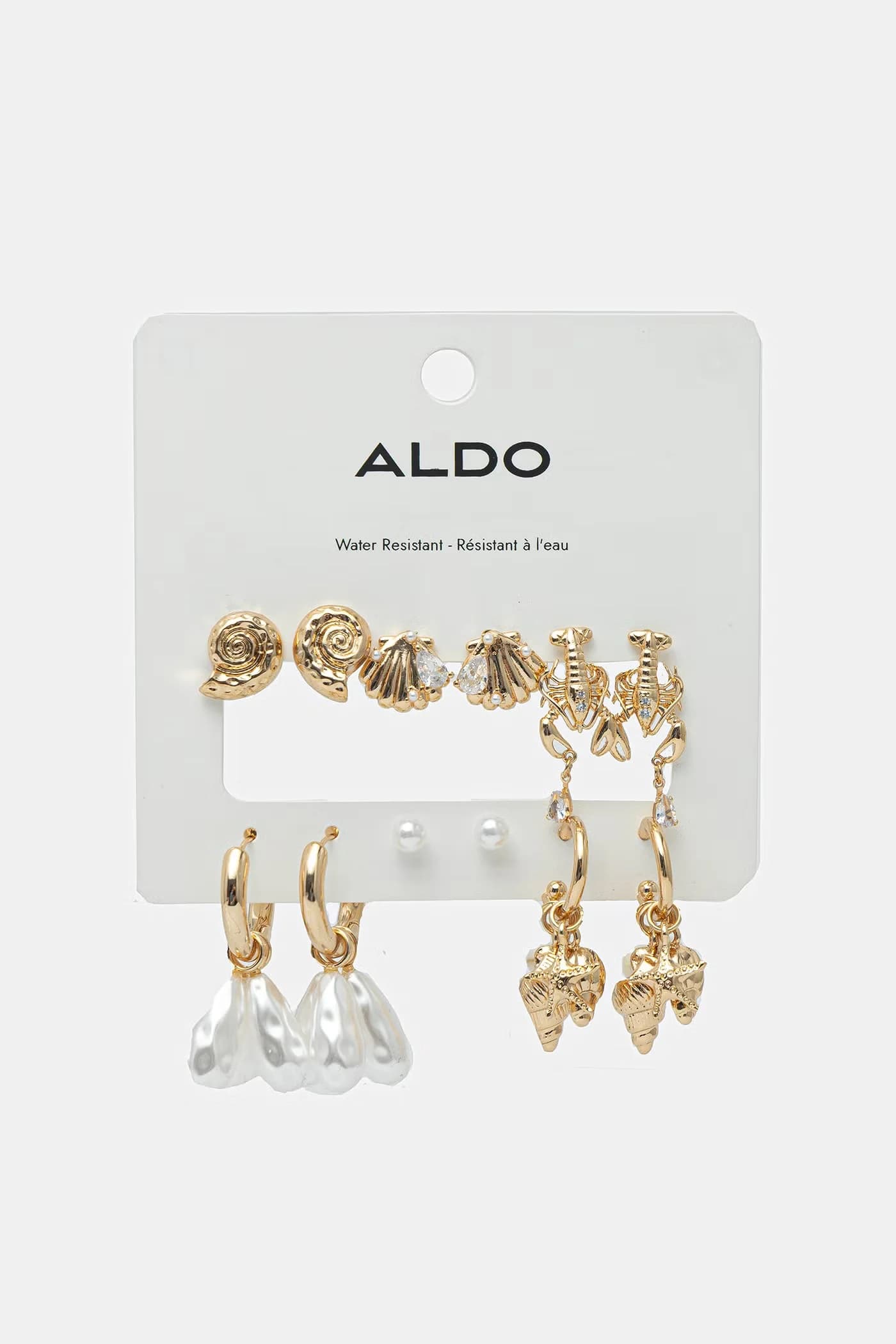 Набор женских металлических сережек SHELLBELLE 6 шт.