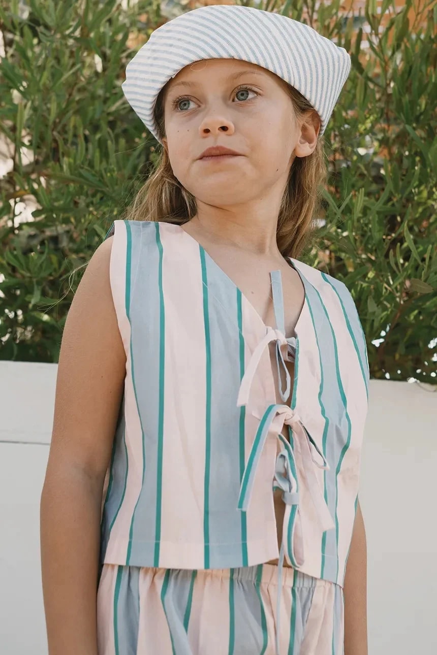Детская хлопковая рубашка RETRO STRIPES BOWS VEST