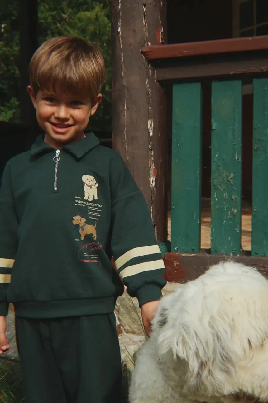 Детская толстовка из хлопка DOGGY HALF ZIP POLO OCS