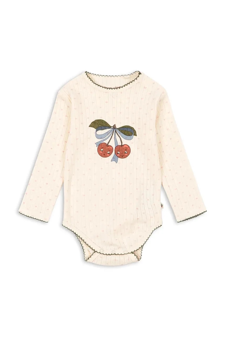 Хлопковое детское боди MINNIE BODY GOTS бежевое для девочек