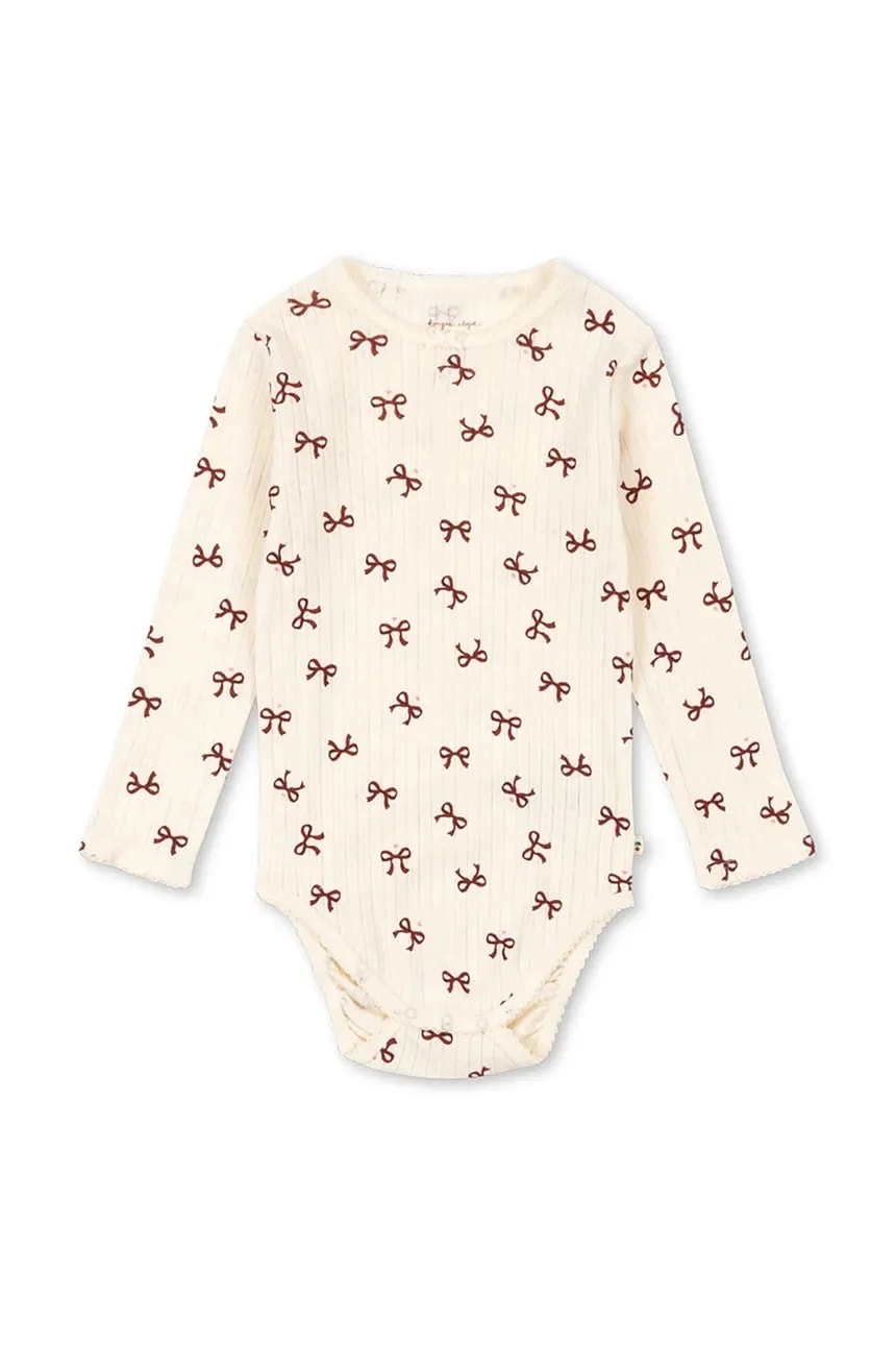 Хлопковое детское боди MINNIE BODY GOTS бежевое для девочек