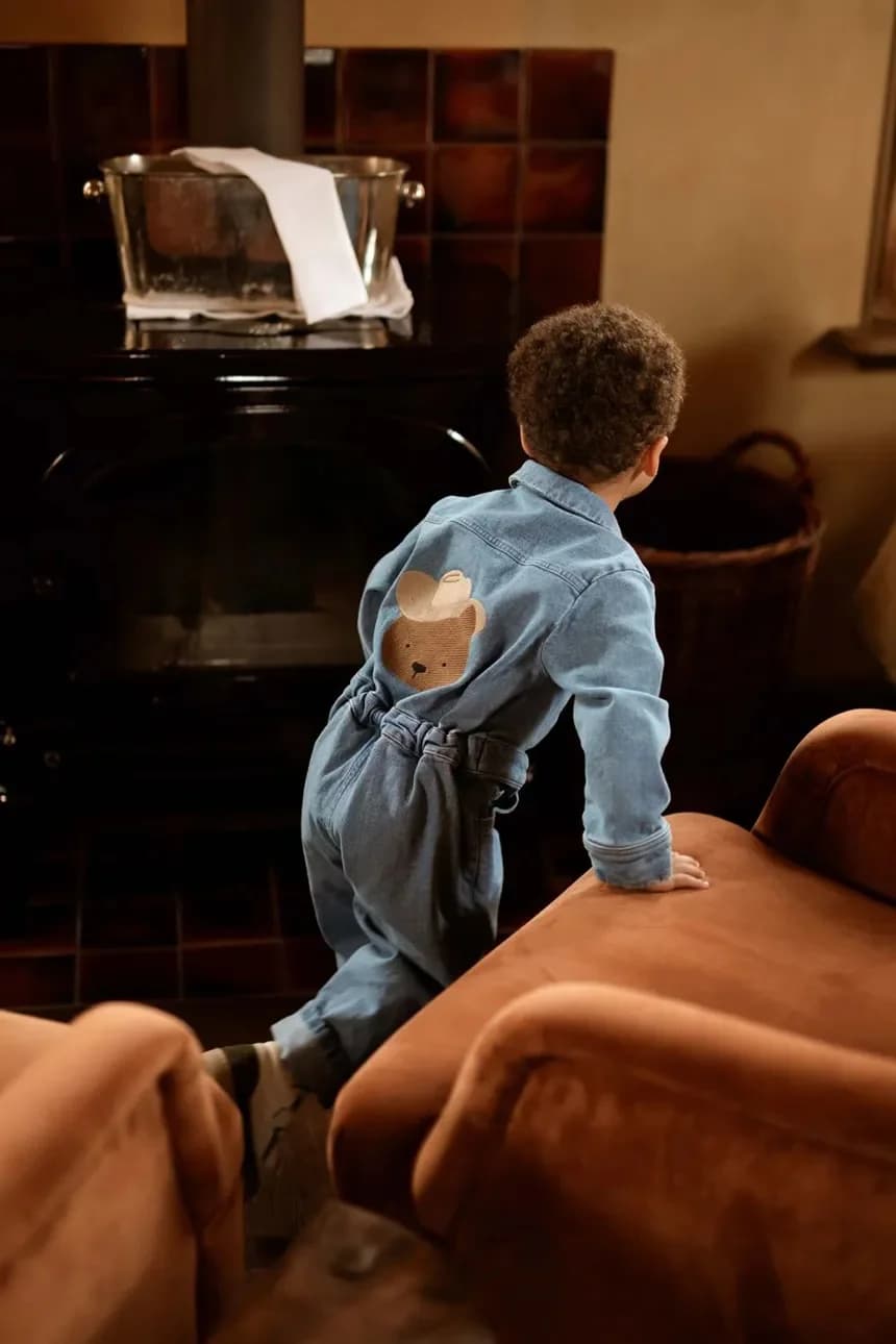 Детский джинсовый комбинезон из хлопкового сала Western Bear