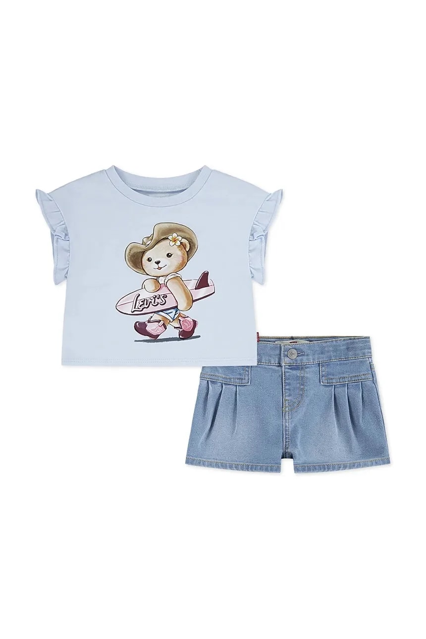 КОМПЛЕКТ С ТОПОМ И ПЛИССИРОВАННЫМИ КОРОТКАМИ Baby SS