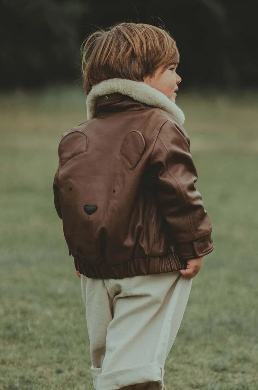 Yuki Leather Jacket Bear детский кожаный бомбер