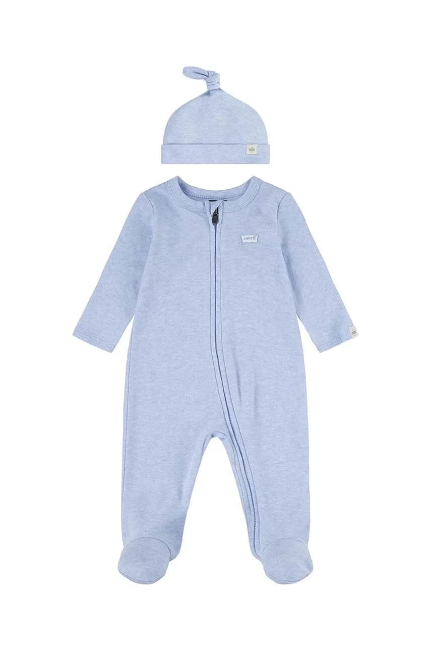 Детский хлопковый комбинезон LVN FOOTED COVERALL & HAP SET