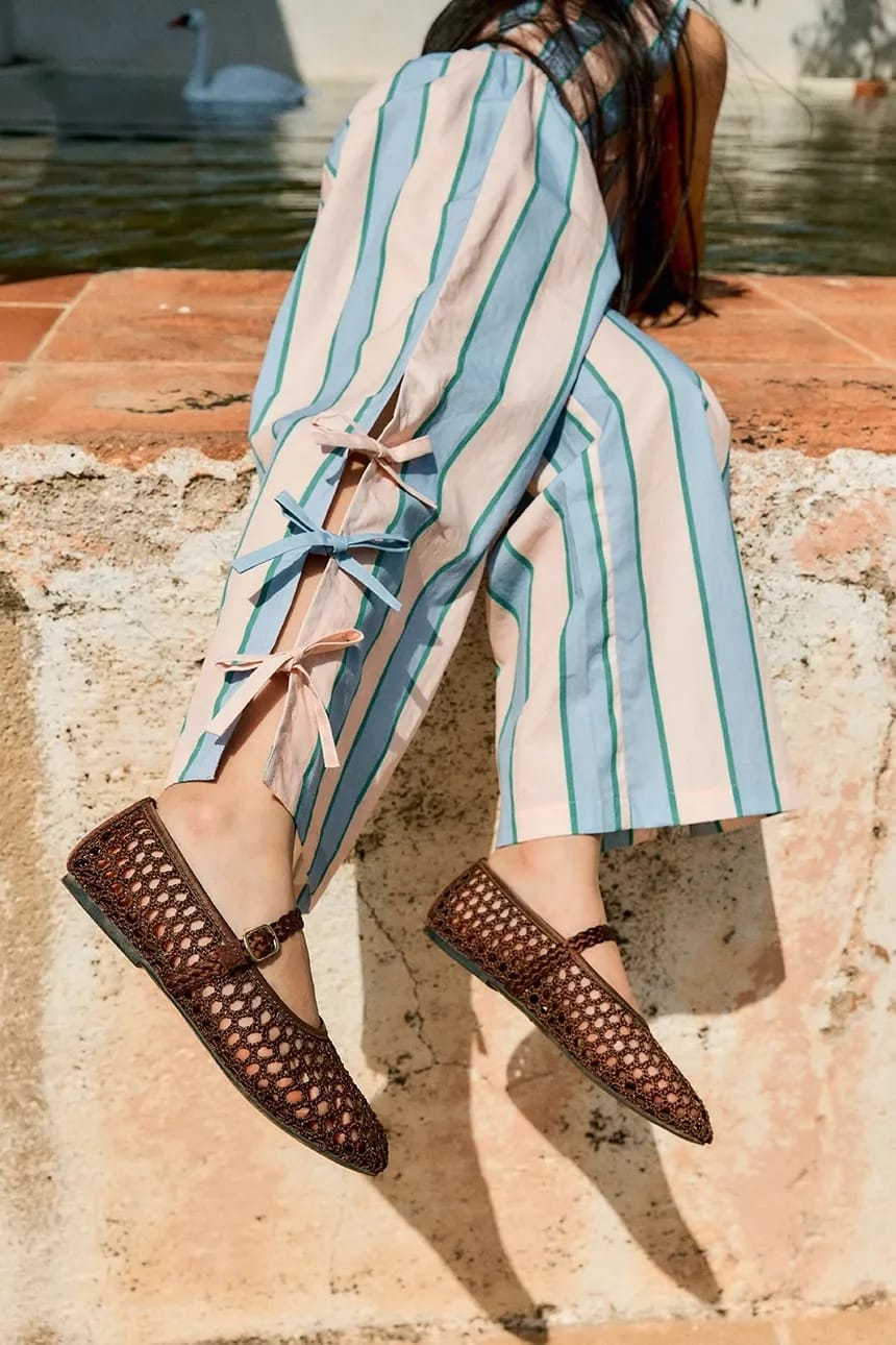 Детские хлопковые брюки RETRO STRIPES BOWS PANT