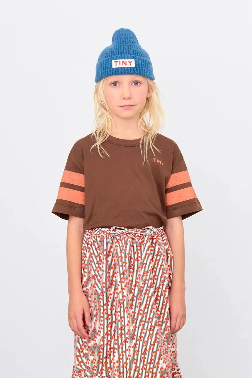 Детская хлопковая футболка STRIPES LOGO TEE коричневая для мальчиков