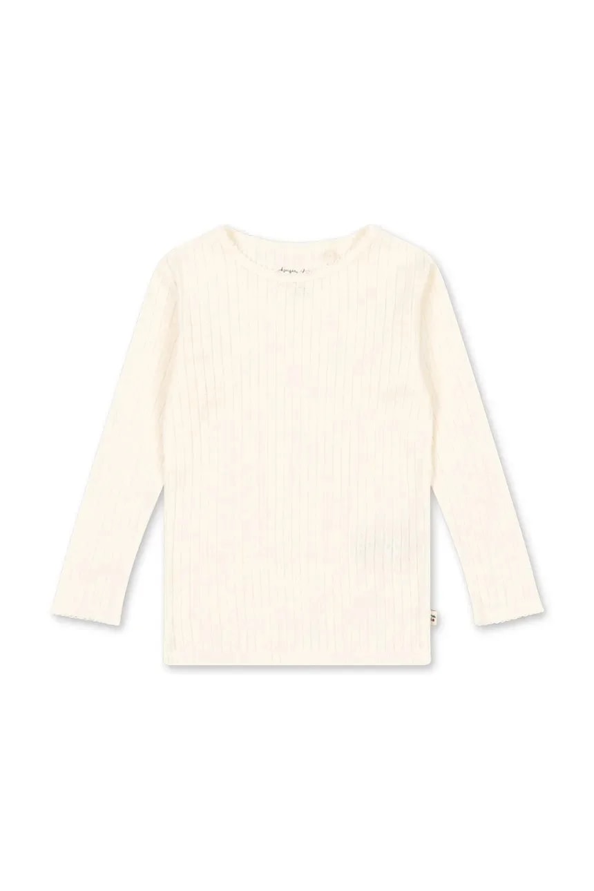 Детская хлопковая рубашка с длинными рукавами MINNIE BLOUSE GOTS белая для девочек