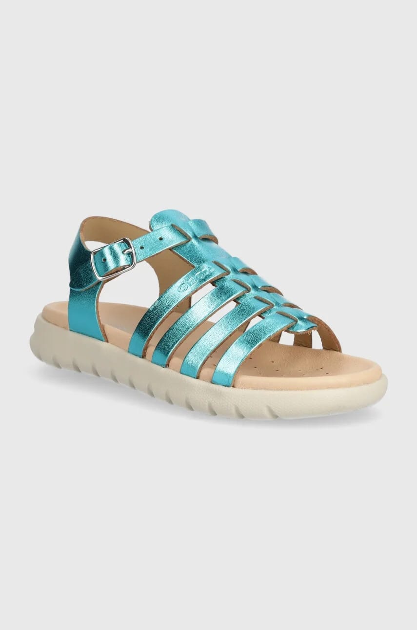 Детские кожаные сандалии SANDAL SOLEIMA бирюзовые для девочек