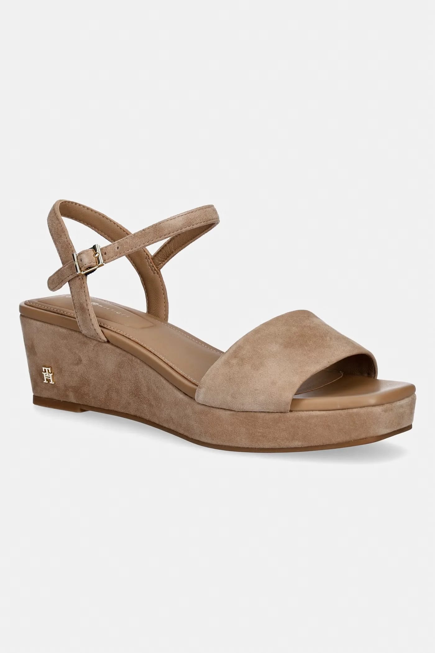 замшевые босоножки на танкетке SUEDE WRAPPED MID WEDGE