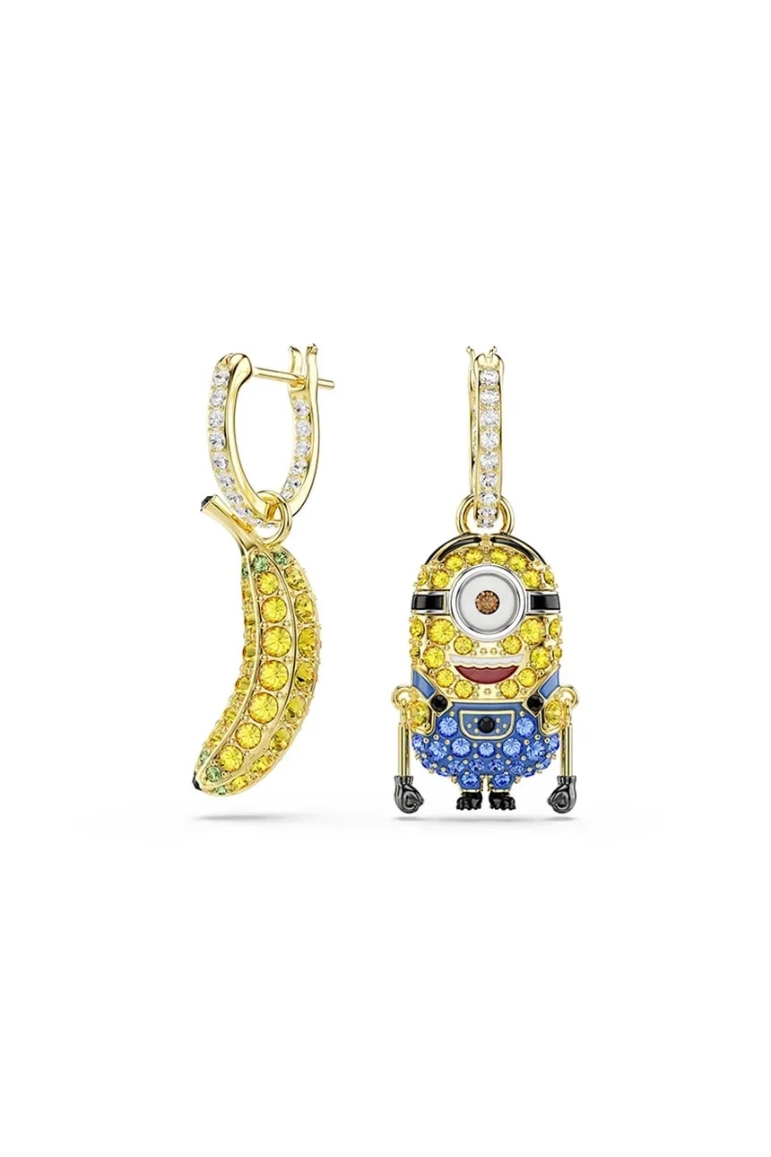 Женские позолоченные серьги с кристаллами Swarovski MINIONS