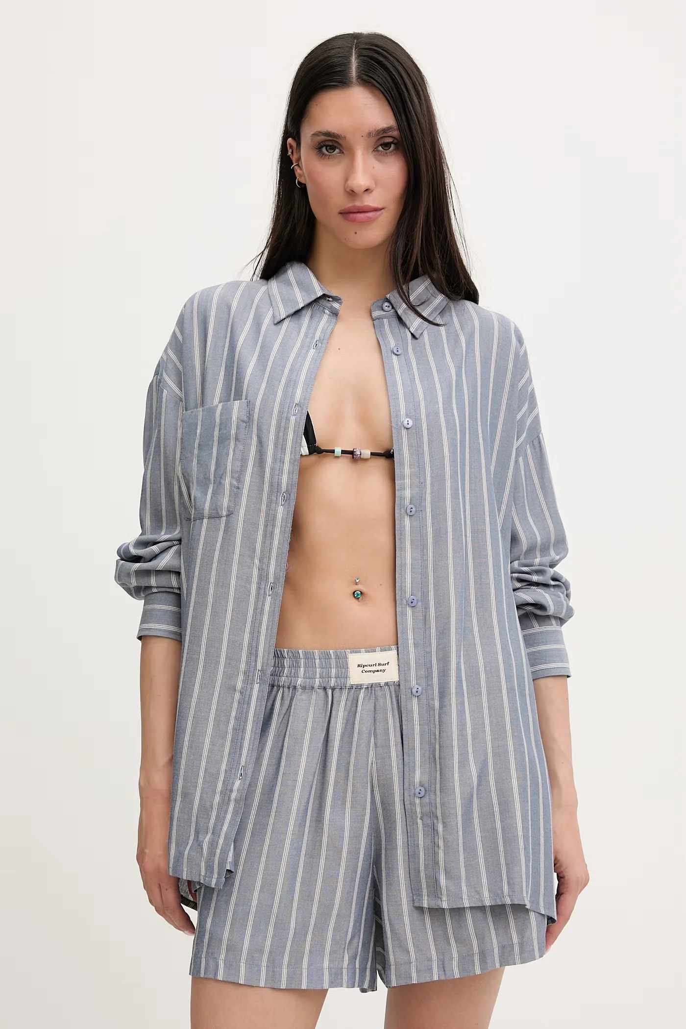 BEACH DAYS PINSTRIPE женская рубашка из вискозы