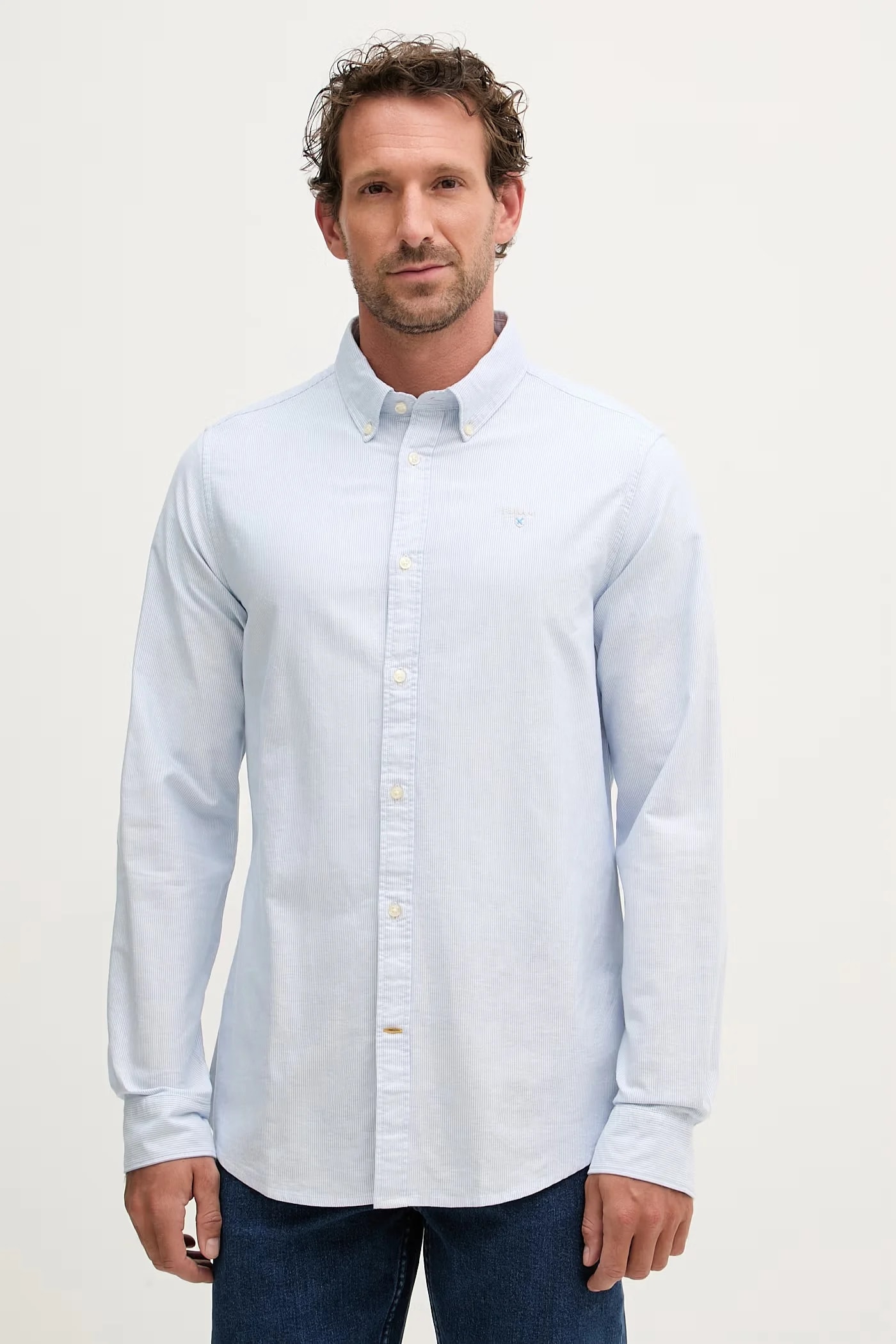 Мужская рубашка Oxtown Tailored в полоску из хлопка