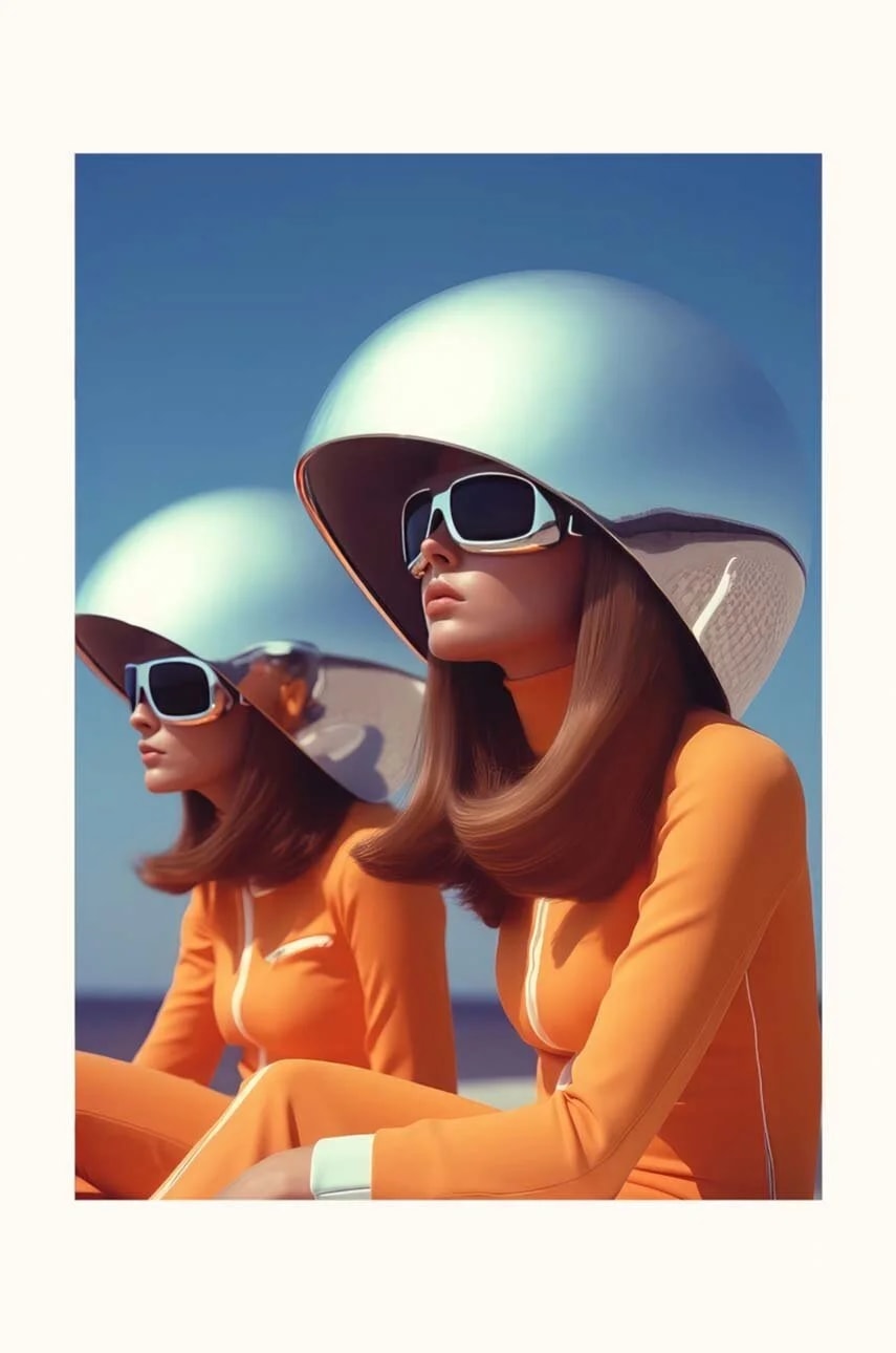 Графика на ИИ. стекло арт Retro Future 05 27,94 x 35,56 см