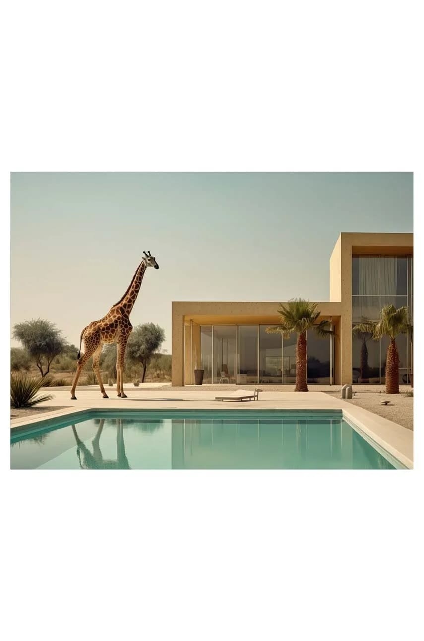 Графика на ИИ. стекло арт Urban Zoo 13 27,94 x 35,56 см