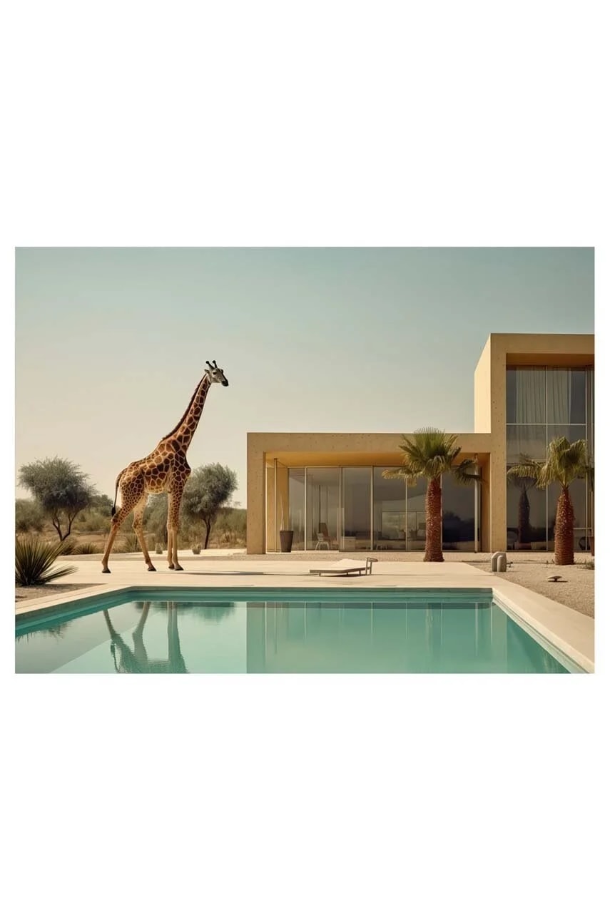 Графика на ИИ. стекло арт Urban Zoo 13 27,94 x 35,56 см