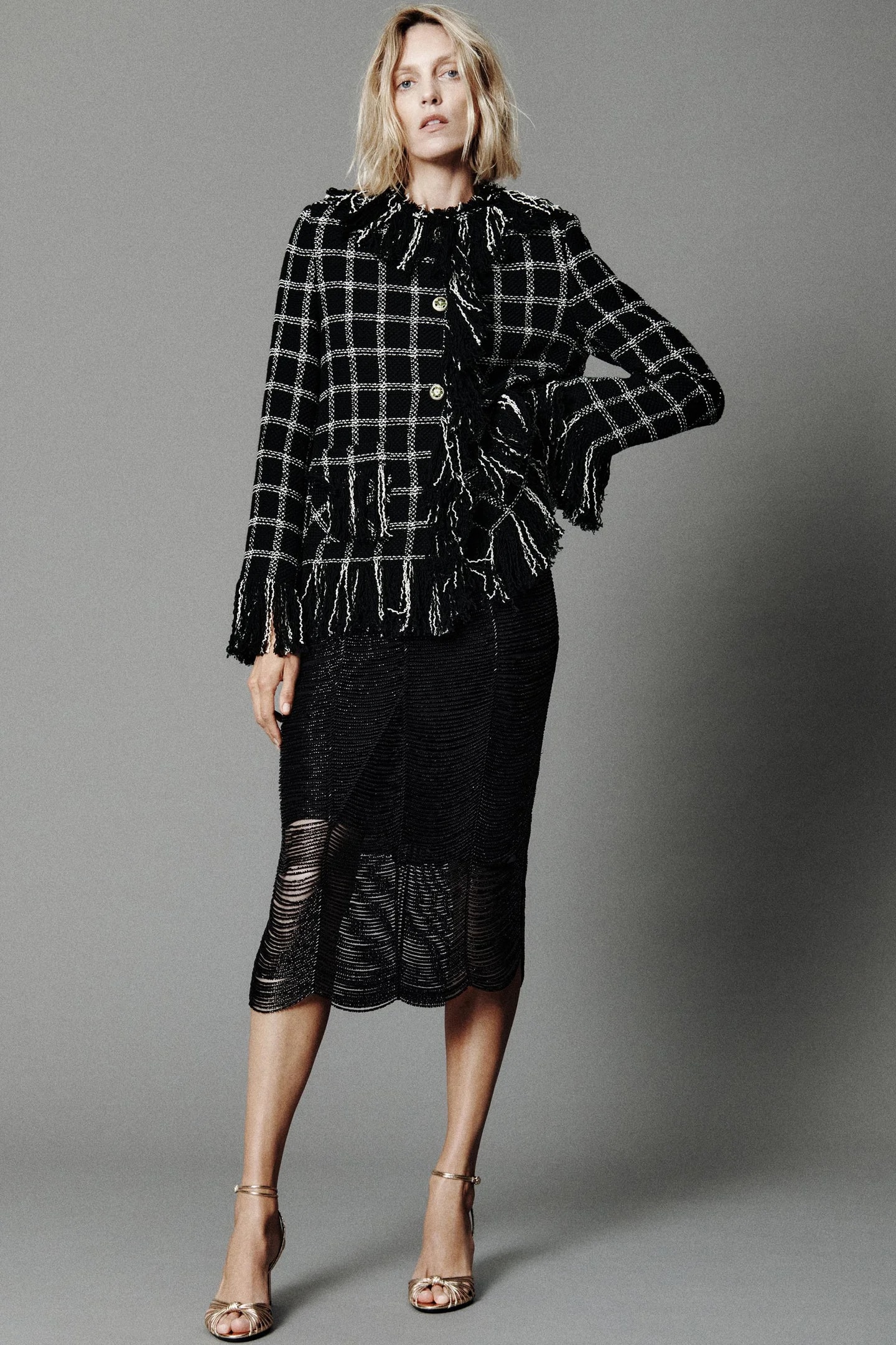 КУРТКА В КЛЕТКУ С БАХЛОЙ ZW COLLECTION