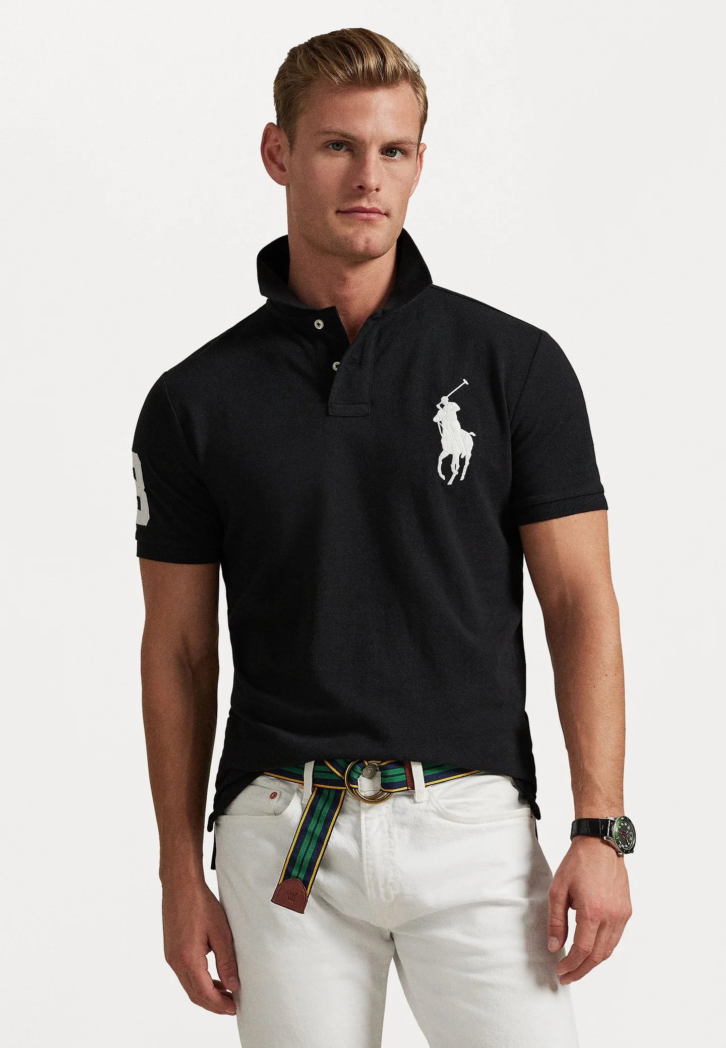 РУБАШКА ПОЛО CUSTOM SLIM FIT BIG PONY MESH - Рубашка поло