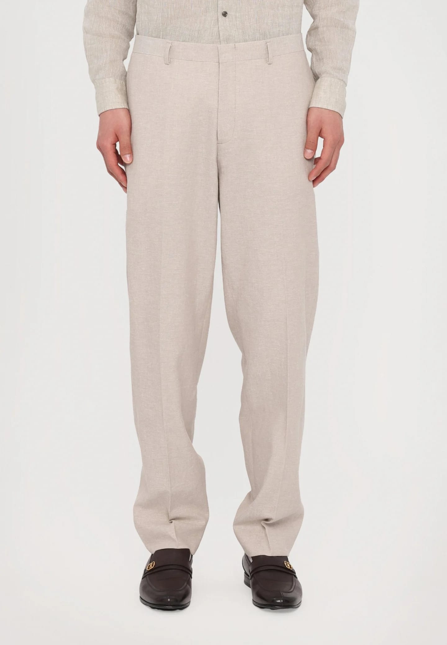 LINEN COTTON PANT TAPERED - Брюки из ткани
