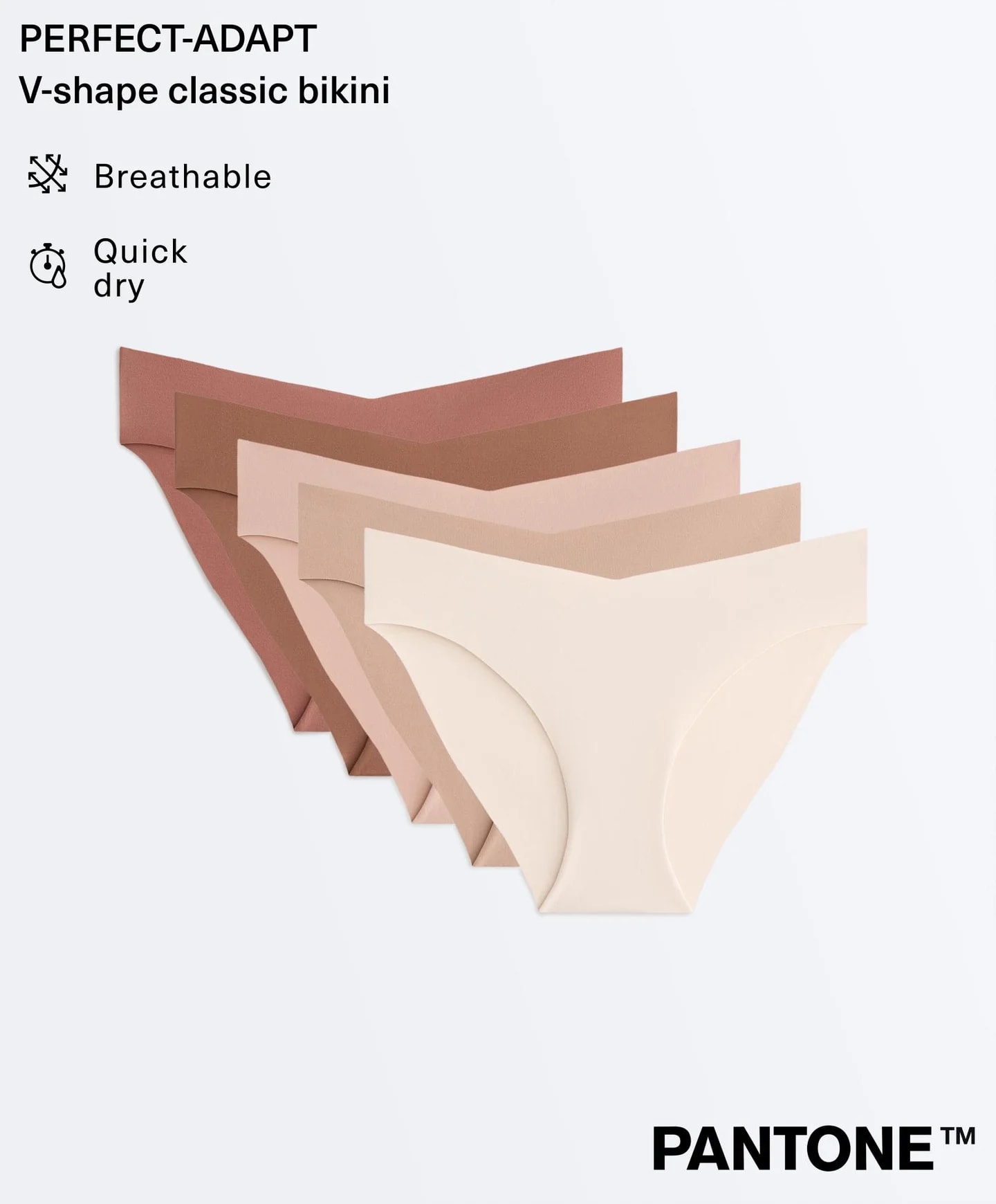 5 классических трусиков из полиамида, невидимый V-образный вырез Pantone™