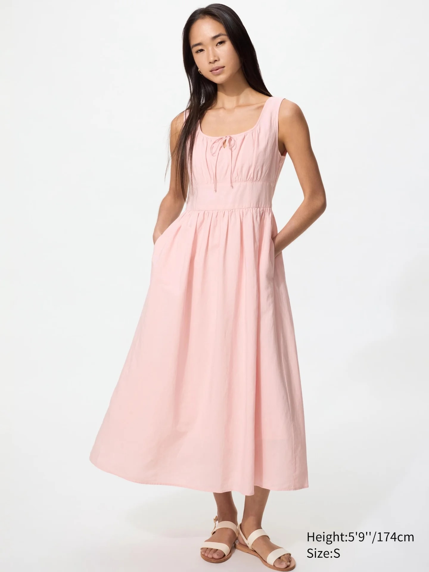 Leinenmix Kleid (gekräuselt)