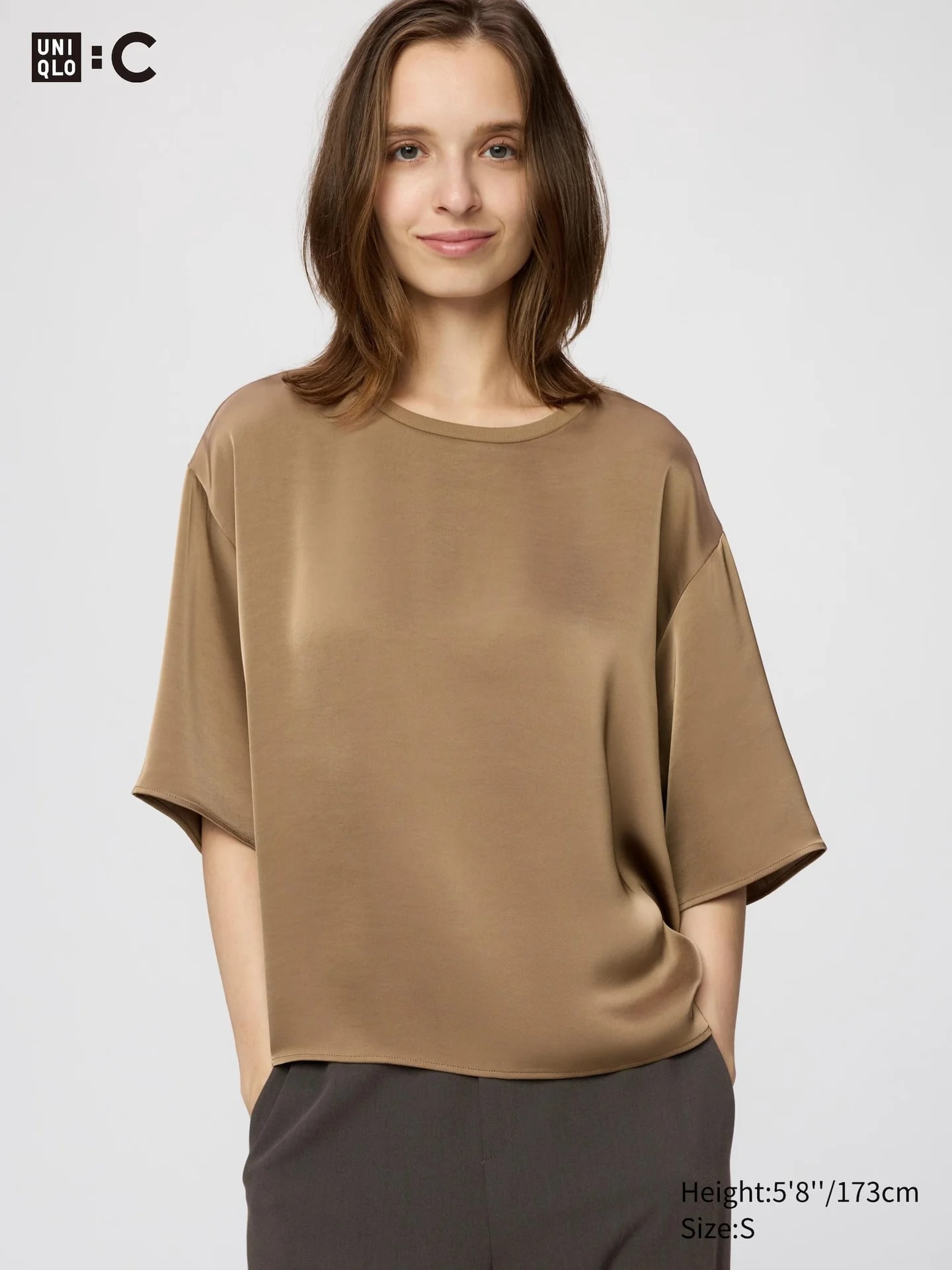 Satin Bluse (оверсайз, пыль, Халбарм)