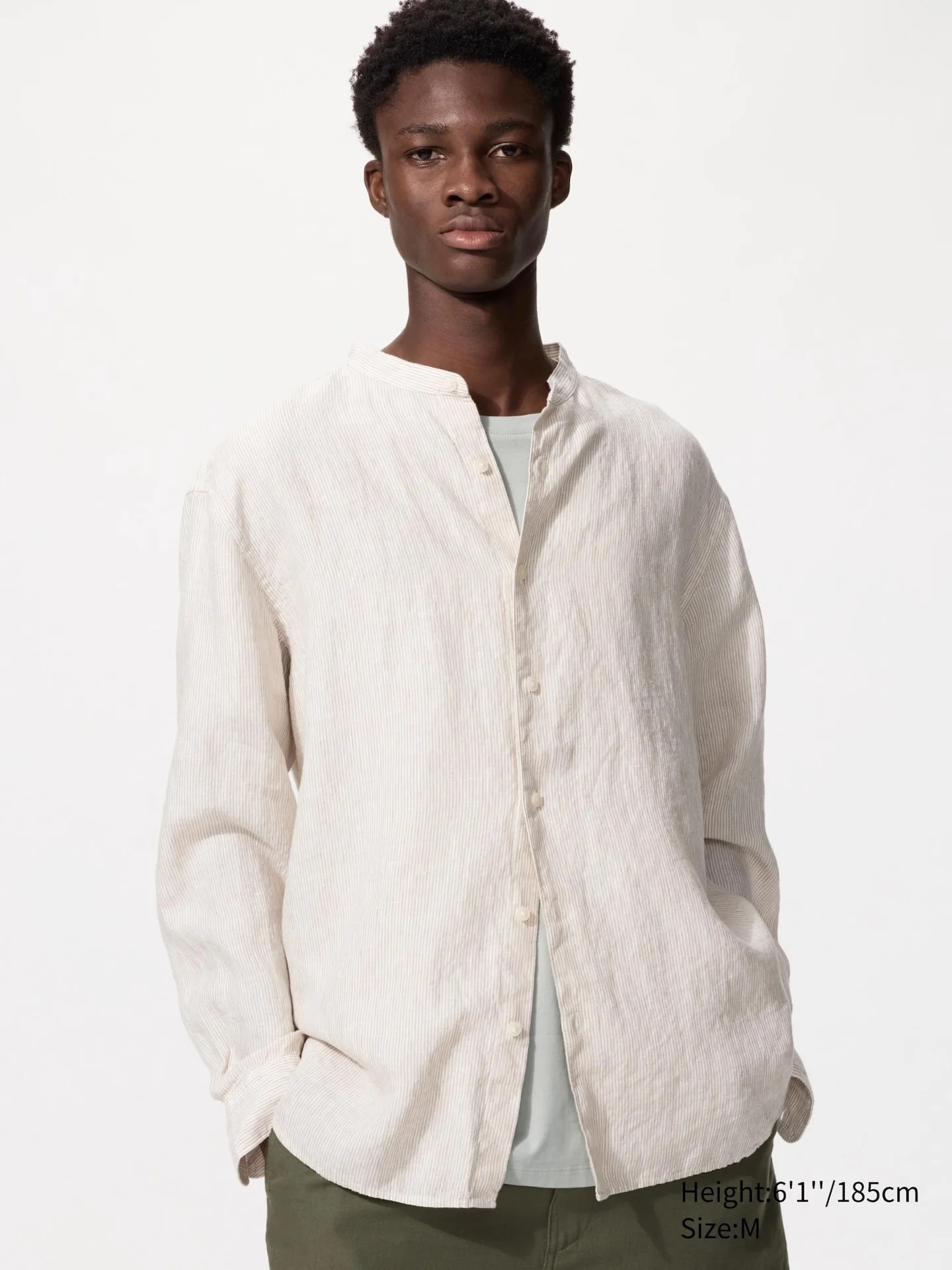 100% Премиум Leinen Hemd (Stehkragen, gestreift)