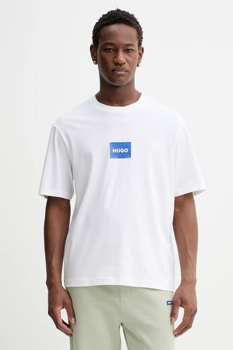 Синяя хлопковая футболка Hugo Nayonix